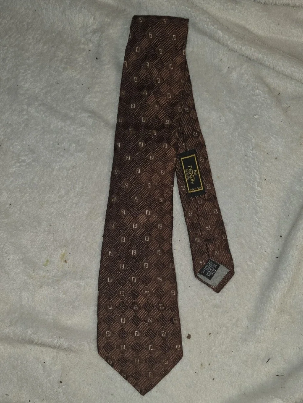Authentic Fendi Brown Cravatte Silk Tie